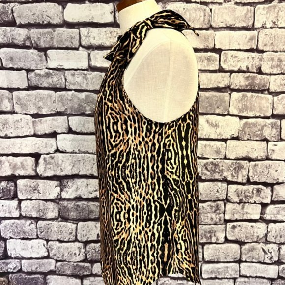 Veronica M Black & Brown Sleeveless Animal Print Blouse Size Medium - Picture 3 of 8